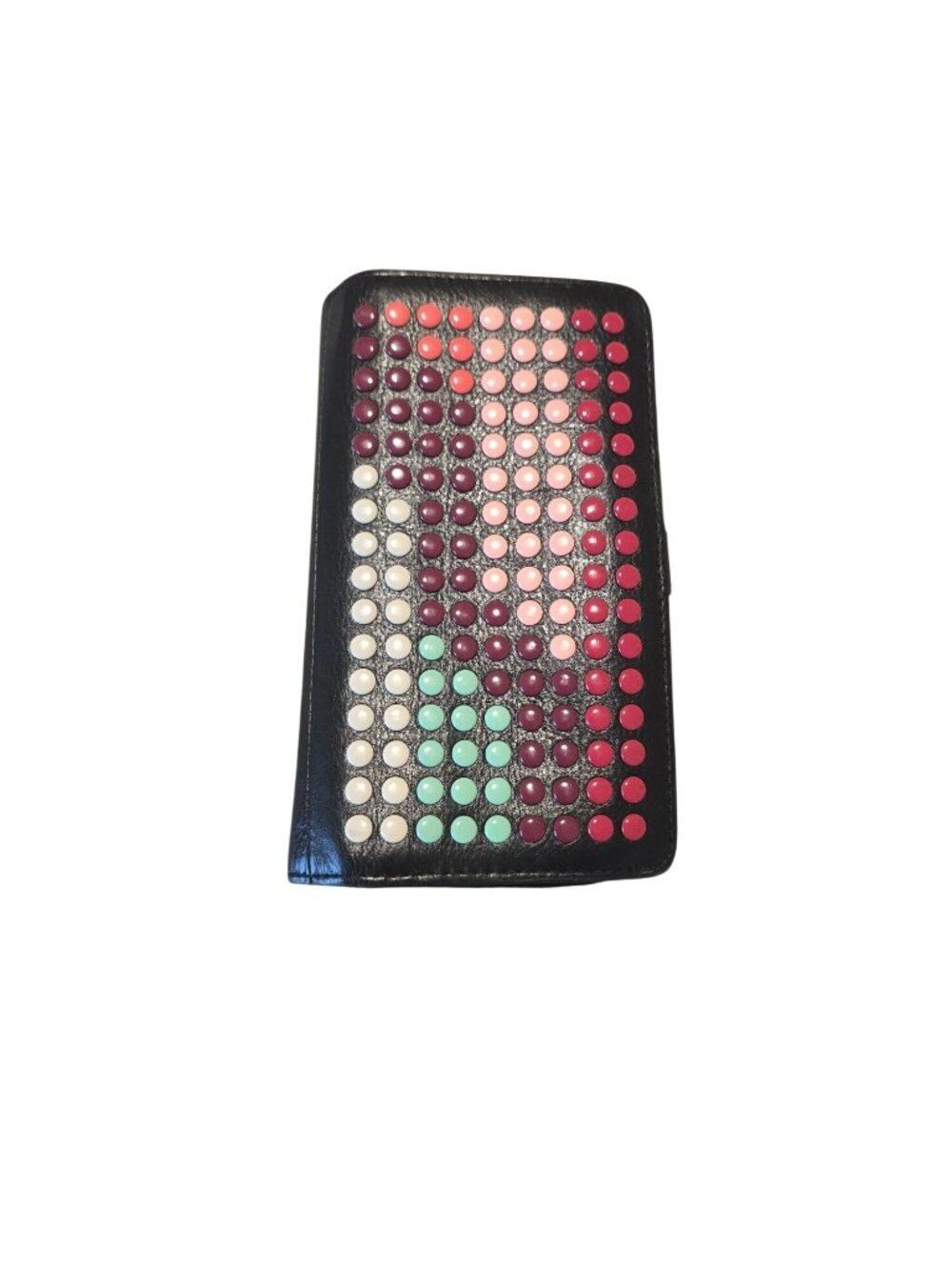 Fossil Black Studded Wallet With Multicolor Accents
